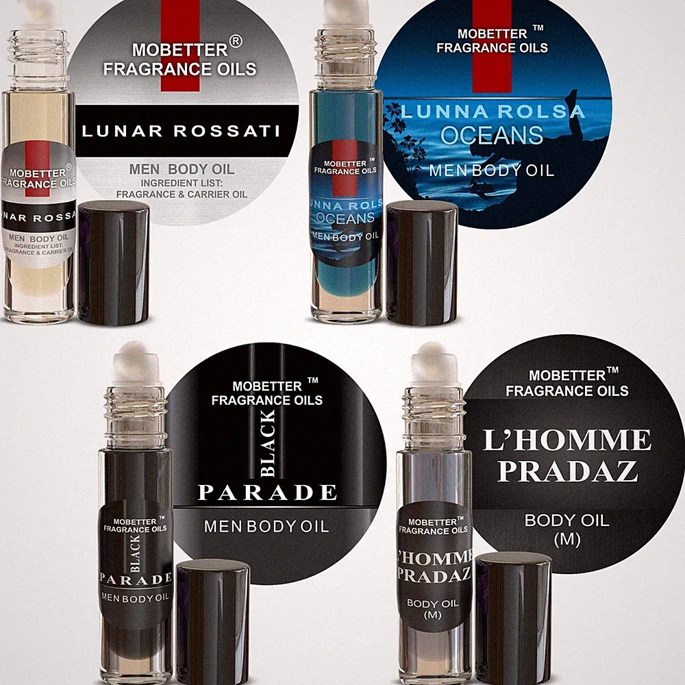 MOBETTER FRAGRANCE OILS Men's Perfume Body Oil Bundle - Set of 4 Roll-On